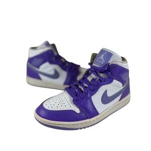 Nike Air Jordan 1 Mid Action Grape Women's 7 Sneakers Lavender White BQ6472-504